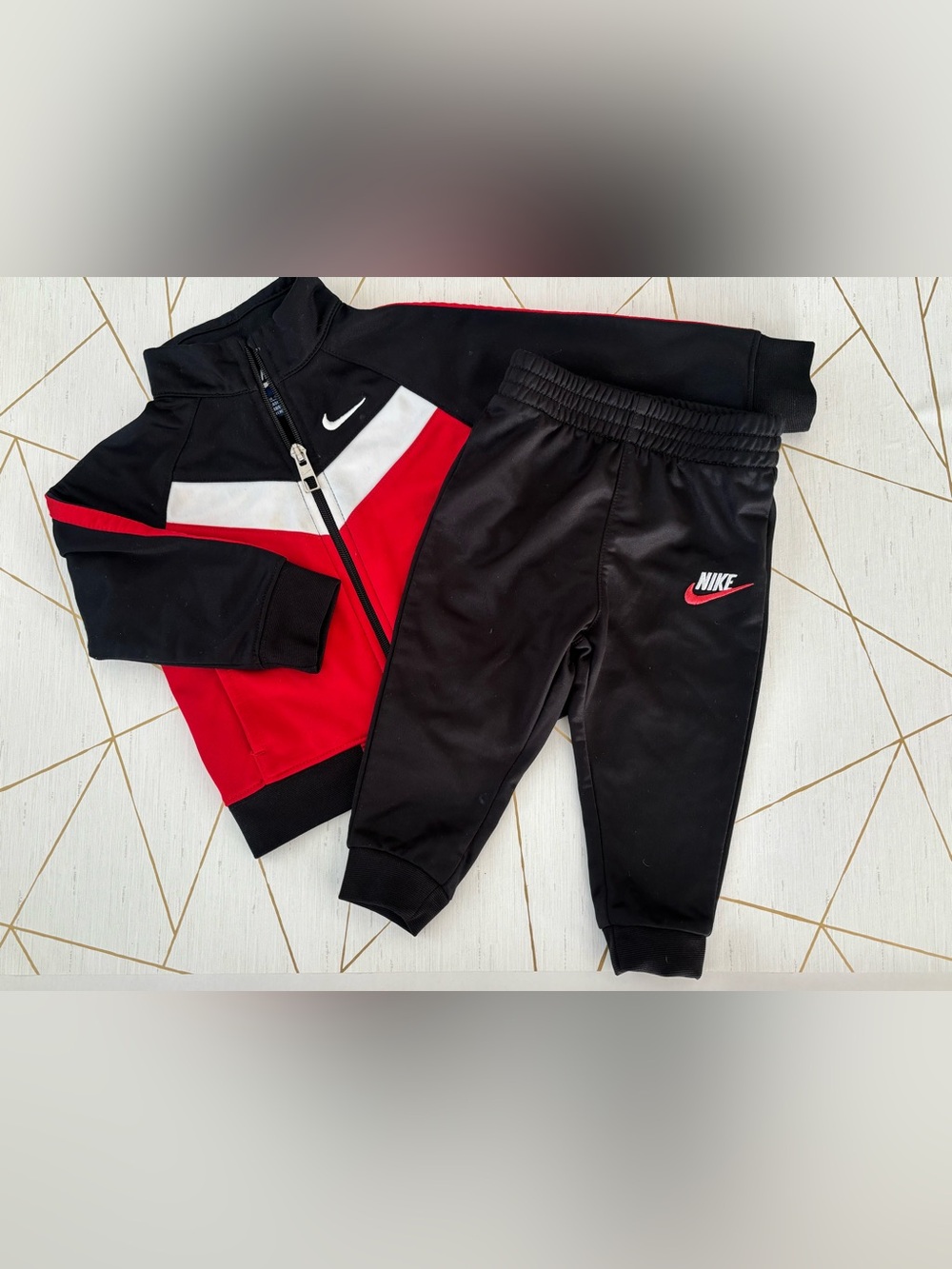 Nike Kids Black, Red & White Colorblock Track Set
